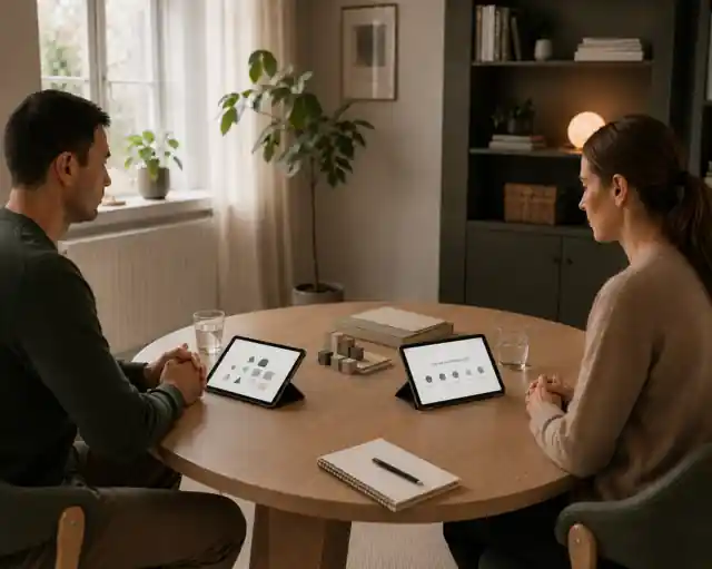Legitimerad psykolog genomför begåvningstestning av en vuxen med testmaterial på iPad hos VIQI.